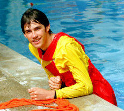 pool lifeguard dressed in anorak